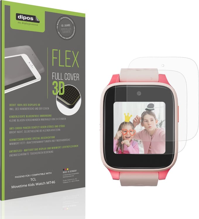 dipos FLEX – 2x Matte Screenprotector geschikt voor TCL Movetime Kids Watch MT46 | Volledige Schermbescherming | Case-Friendly