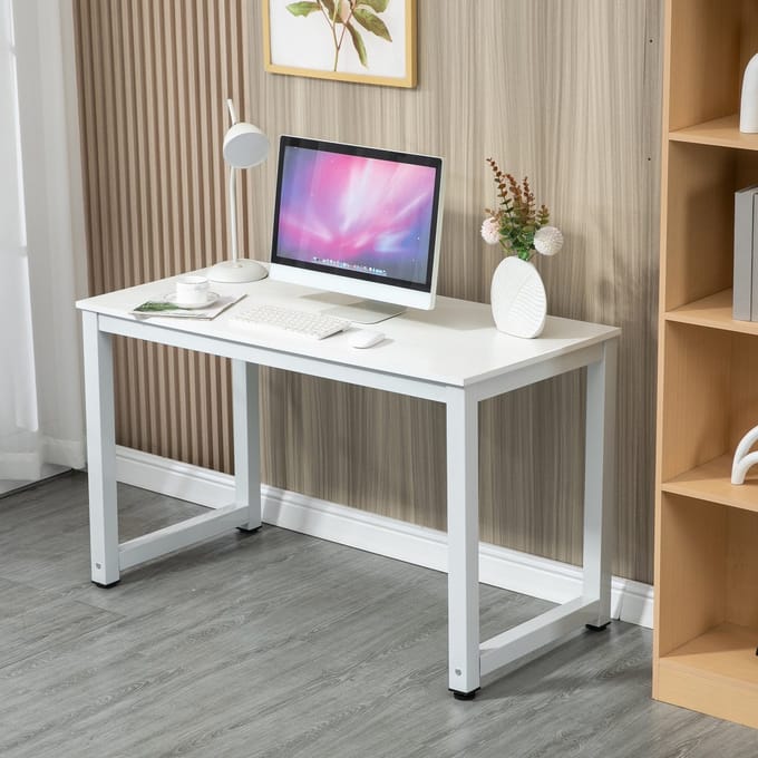 REDOM - Bureau - Ruim Blad - Veelzijdig - Modern - MDF En Metaal - Wit