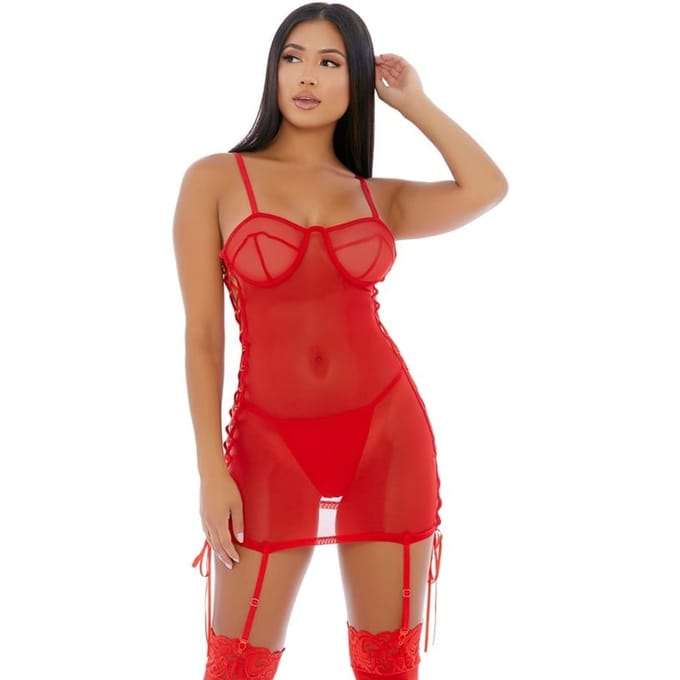 Forplay - Ring It On Chemise Set - Rood