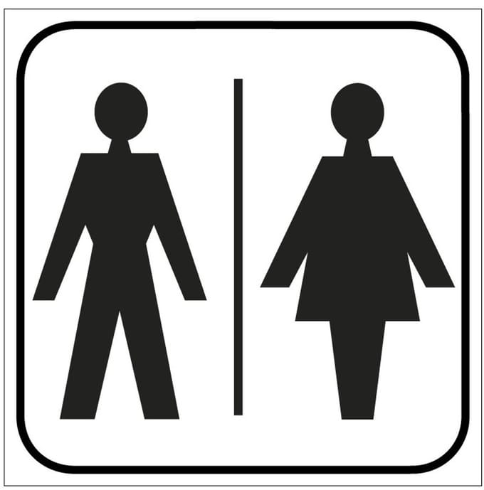 Gezamenlijk toilet sticker, wit 100 x 100 mm