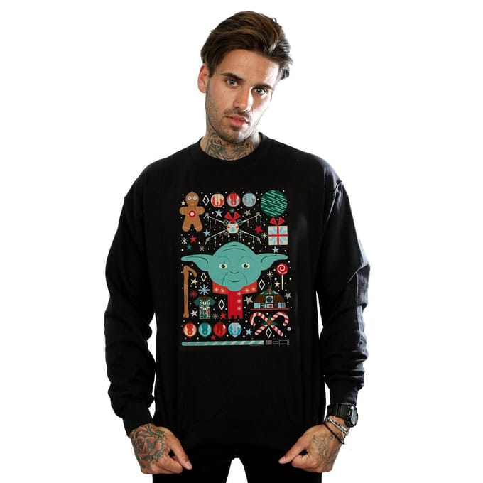 Star Wars Heren Yoda Kerst Sweatshirt (Zwart)