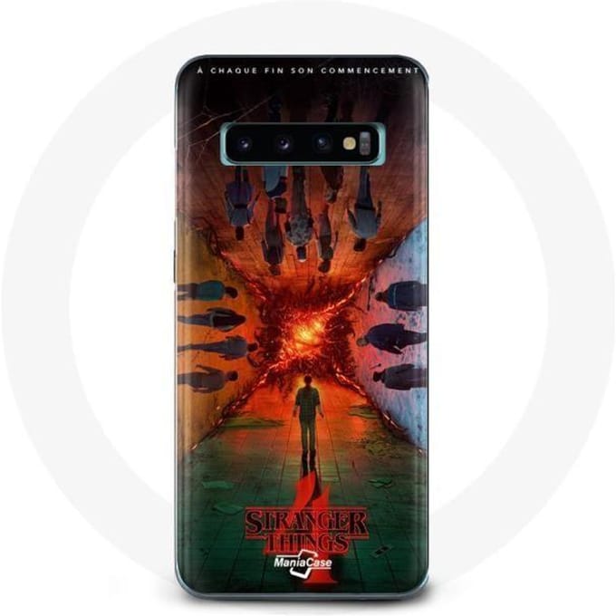 Coque pour Samsung Galaxy S10 Stranger Things Saison 4 Affiche Equipages de la Nouvelle Théorie