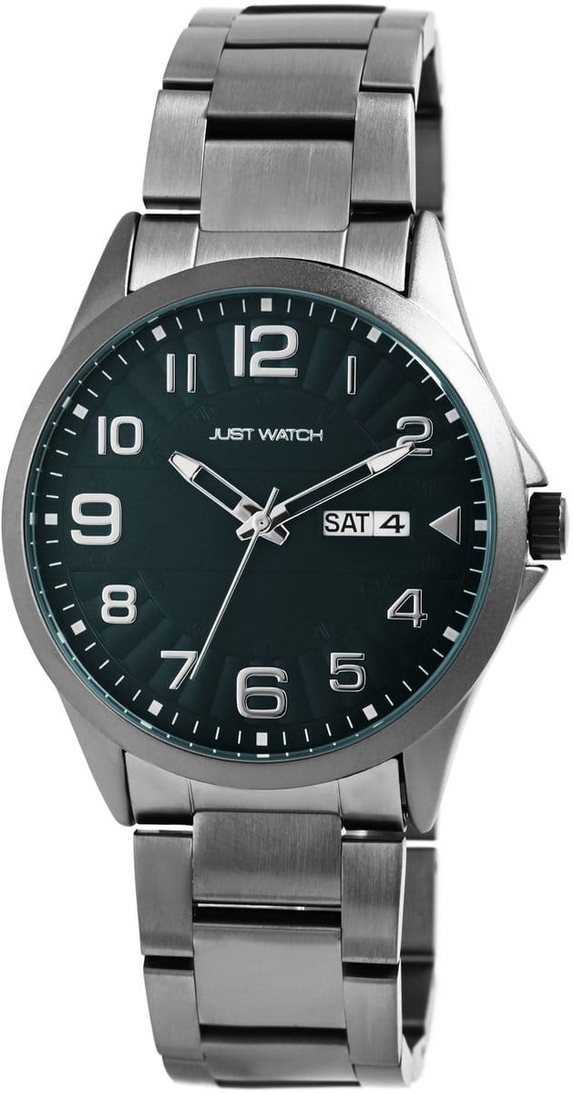 JUST WATCH Herenhorloge roestvrij staal Freddie, datumweergave