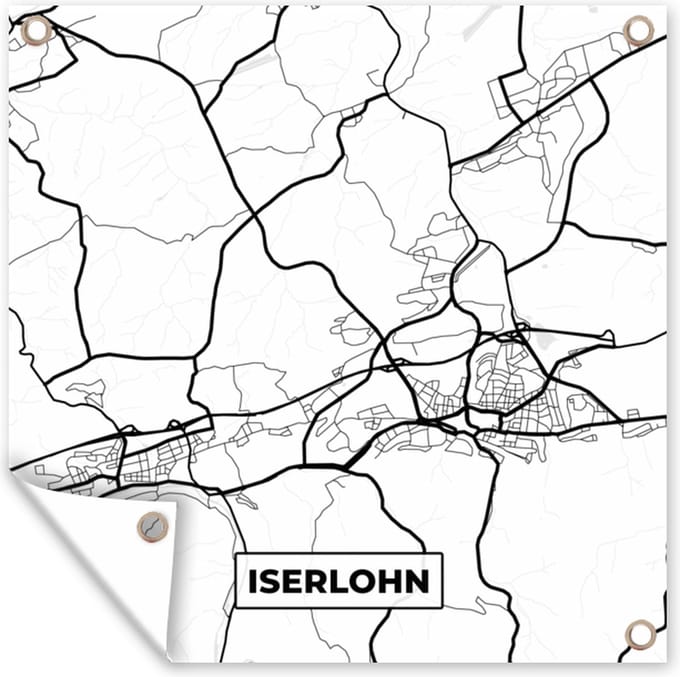 Tuindoek Plattegrond - Iserlohn - Kaart - Stadskaart - 100x100 cm