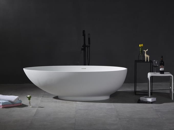 Mawialux vrijstaand bad - 180x88cm - Solid surface - Mat-zwart