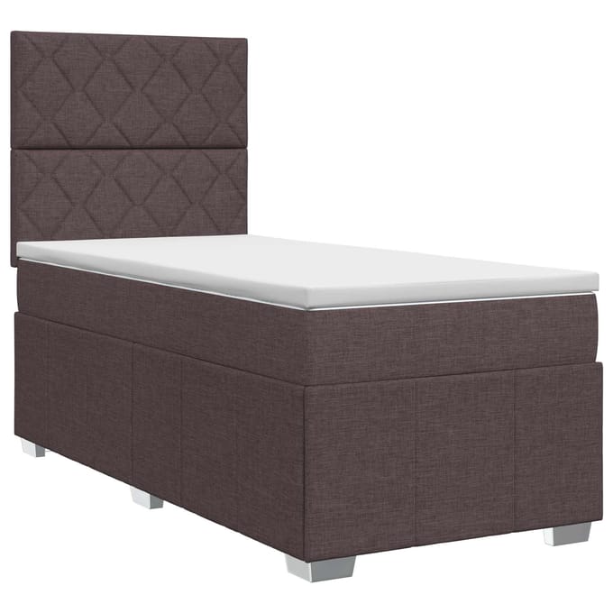 vidaXL - Boxspringbed - met - matras - Donkerbruin - 100 - x - 200 - cm - Stof