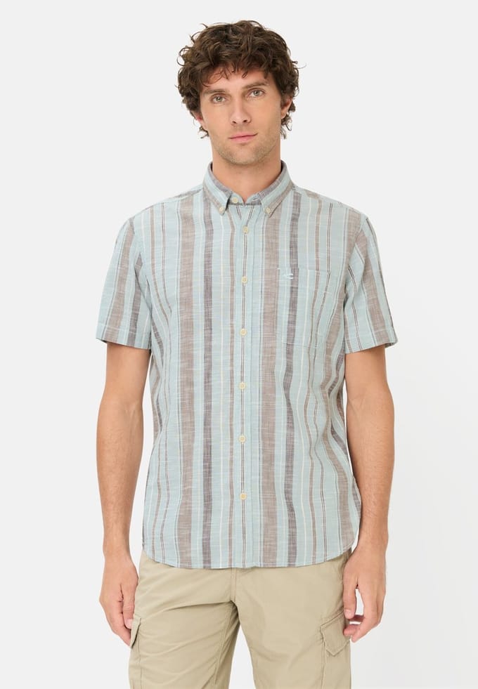 camel active Geruit overhemd van puur katoen - Maat - Lichtblauwmenswear-L