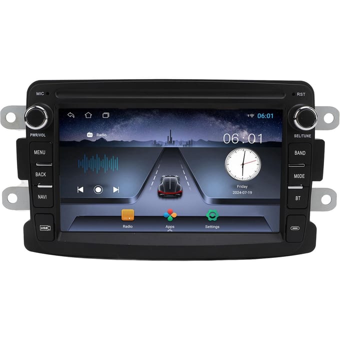 Autoradio 7 Inch Touchscreen voor Carplay Draadloze GPS Navigatie Bluetooth WiFi Achteruitrijcamera voor Duster Logan gray