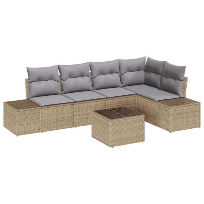 vidaXL Tuin Sofa Set 6 st Beige poly rattan