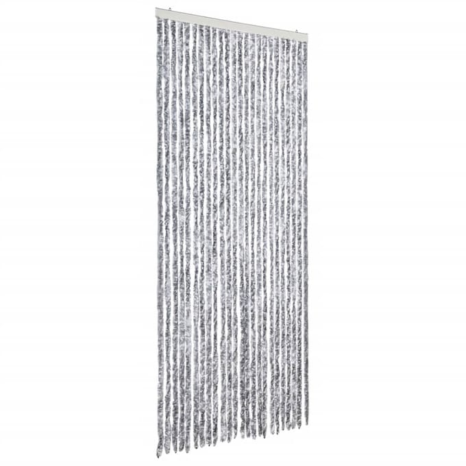 vidaXL - Vliegengordijn - 100x220 - cm - chenille - wit - en - grijs