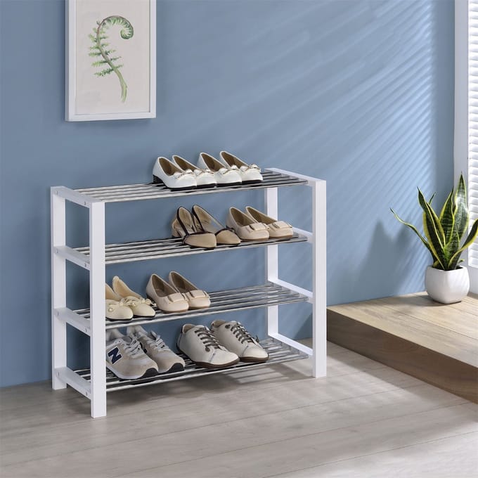Schoenenrek ARINA met 4 planken, wit