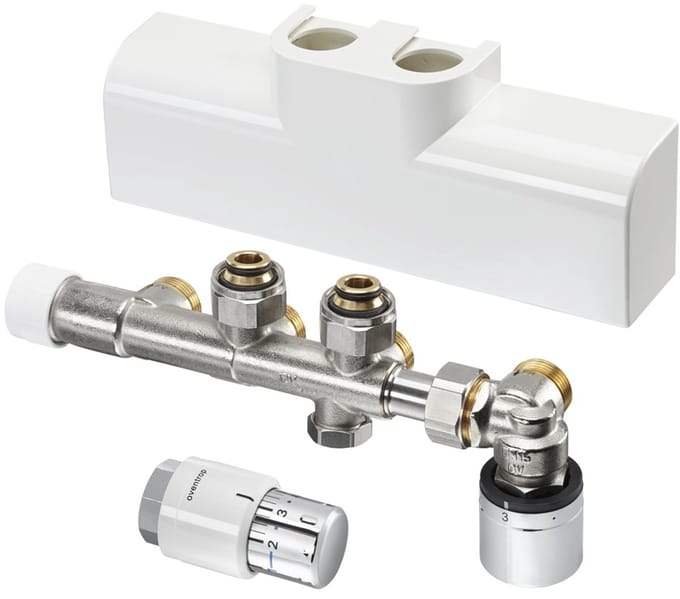 Oventrop Multiblock designaansluitset T-RTL + SH 1/2x3/4euro wit