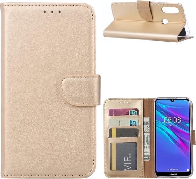 Bookcase Geschikt voor: Huawei Y6 Pro 2019 - Goud - portemonnee hoesje