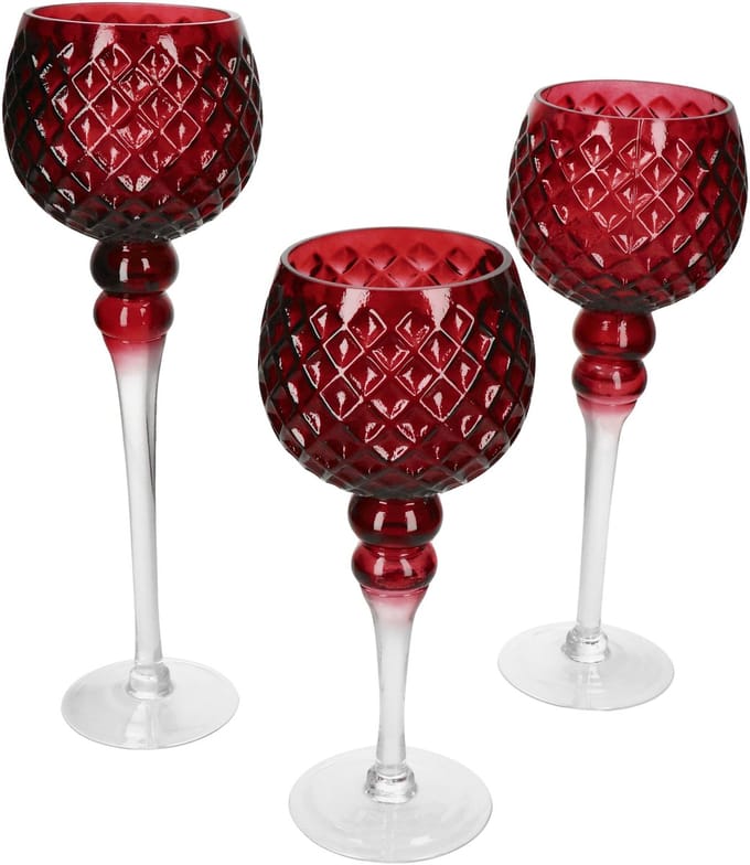 B./2 set van 3 lantaarns Manou Roze wijnrood - 7418800