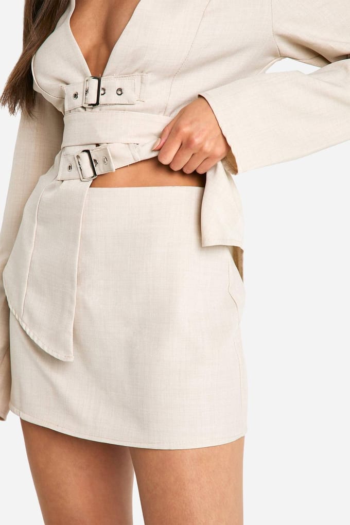 boohoo Dames Marl Micro Mini Rok | Stone | Maat: 16