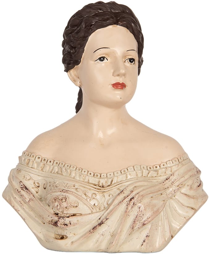 Clayre & Eef Decoratie Beeld Vrouw 18x11x21 cm Beige Kunststof