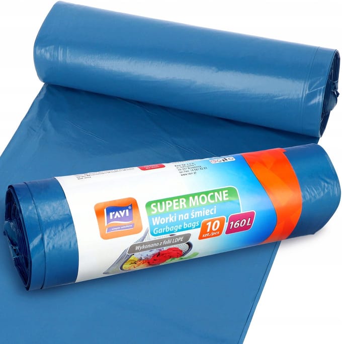 RAVI Serie - Afvalzak - 160L - Sterk - LDPE - Blauw - 10 Stuks