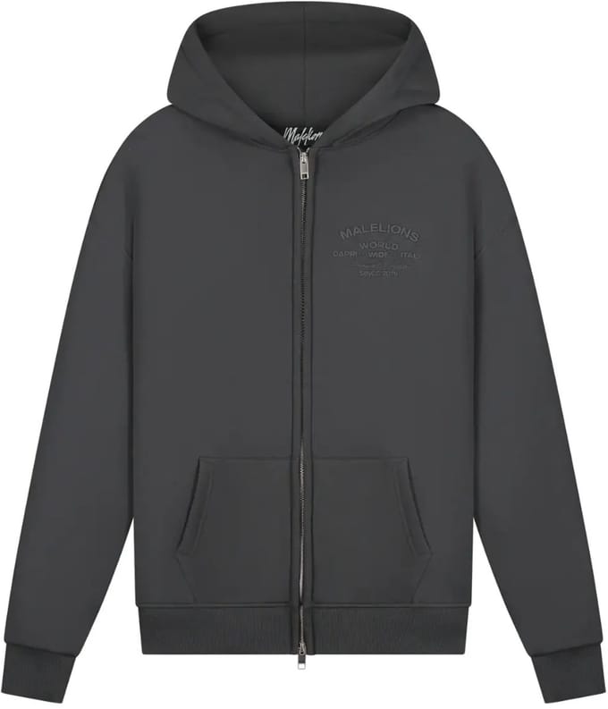 Malelions permanent vacation zip hoodie in de kleur grijs.