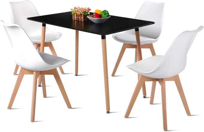Eetkamerset Rechthoekige Tafel met 4 Scandinavische Stoelen