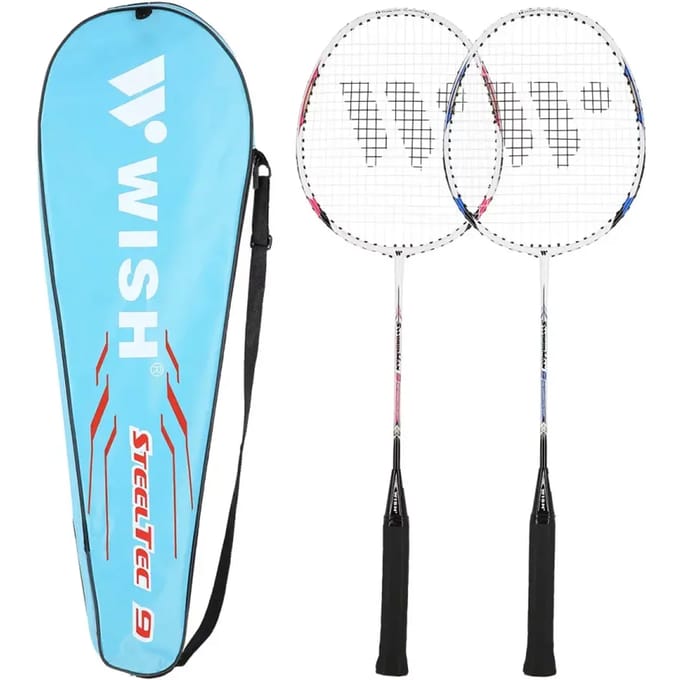 WISH Steeltec 9K - Badmintonset - Grafiet - Aluminium - ISODYNAMIC Technologie