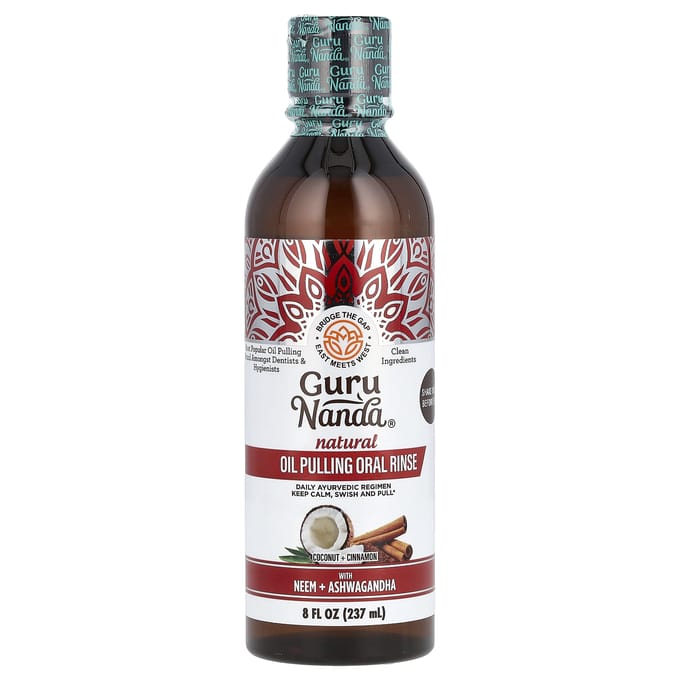 GuruNanda, Bain de bouche à l'huile naturelle, noix de coco et cannelle, 237 ml (237ml) black