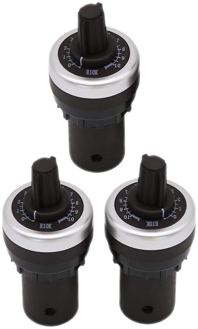 Potentiometer Set - Variabele Weerstand - Schakelen Componenten - Eenvoudige Installatie - 10k Ohm - Zilverkleurig