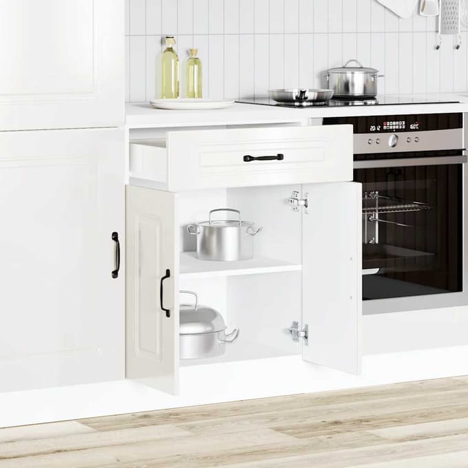 vidaXL - Onderkast - Kalmar - bewerkt - hout - hoogglans - wit