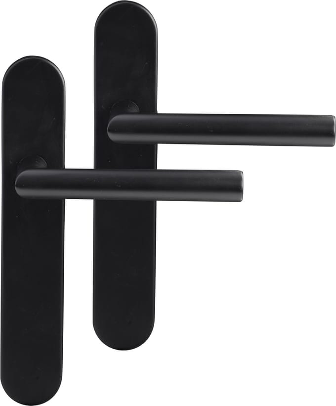 Deurkruk op schild - Zwart - RVS - Differnz - Differnz Amsterdam afgerond 225x41x10mm blind Zwart