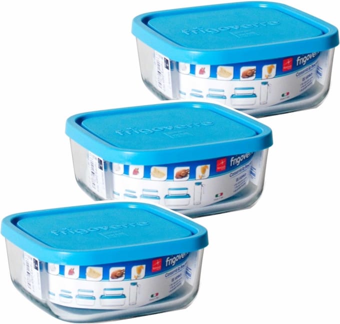 Gerimport Bewaarbakje/vershoudbakje Vigo - 3x - glas - vierkant - met deksel - 300 ml - meal prep