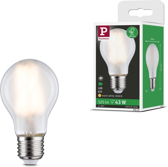 Paulmann 29223 LED-lamp Energielabel A (A - G) E27 Standaard 2.5 W Warmwit (Ø x h) 60 mm x 106 mm Filament / Retro-LED 1 stuk(s)