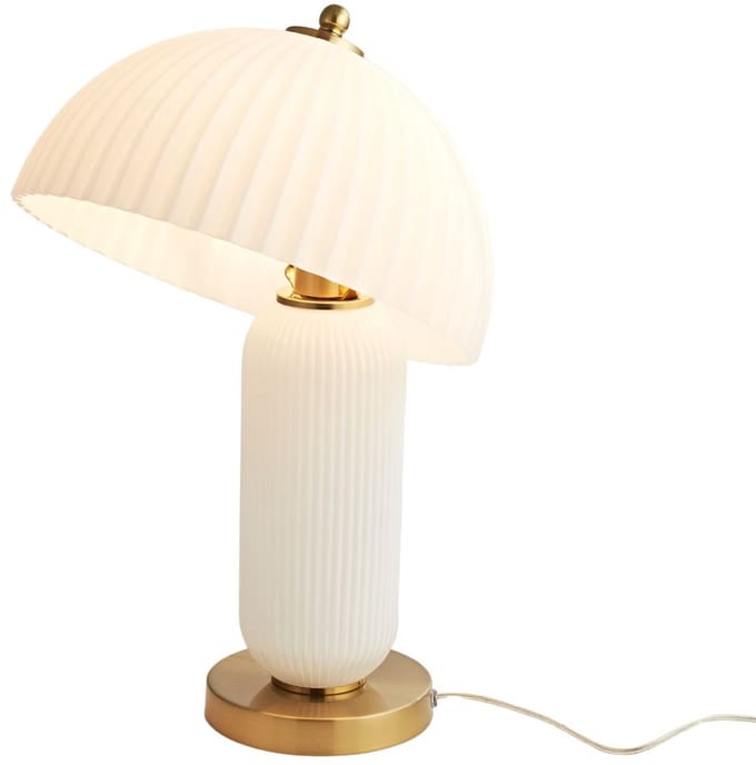 Kosilum - Adaline - Tafellamp - Messing en wit - Metaal en glas