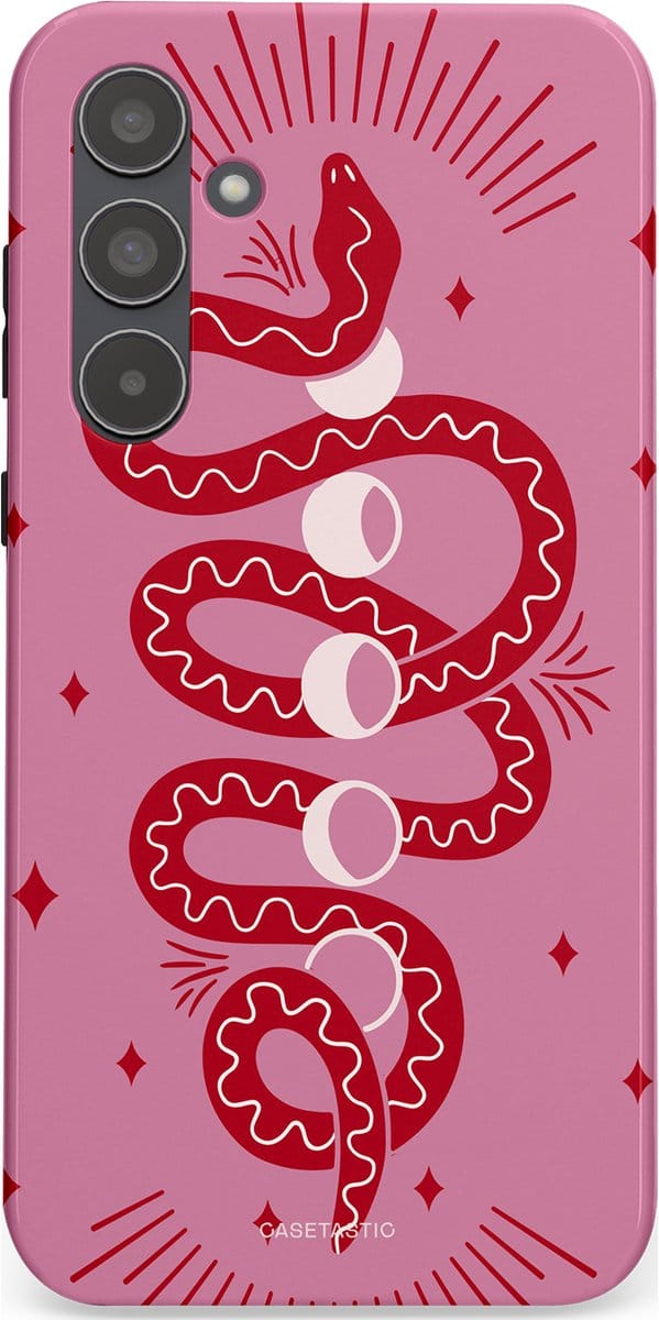 Casetastic hoesje geschikt voor Samsung Galaxy A55 - Dubbellaagse bescherming - Eclipseslang - Fashion Case - Lila Koraal