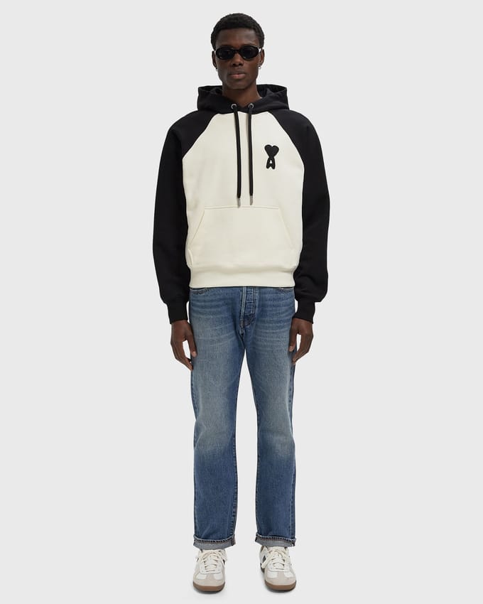 BOXY FIT HOODIE WITH AMI DE COEUR KNITTED PATCH