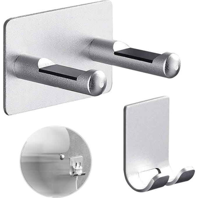 Support mural pour sèche-cheveux en alliage d'aluminium avec prise pour salle de bain argenté