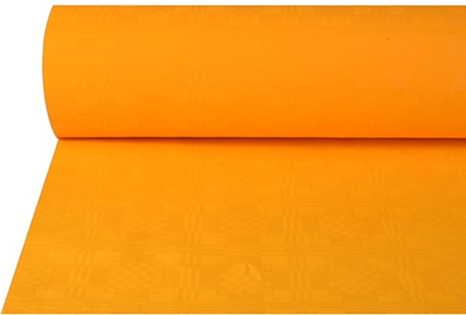 Tafelkleed papier met damastprint 50 m x 1 m oranje