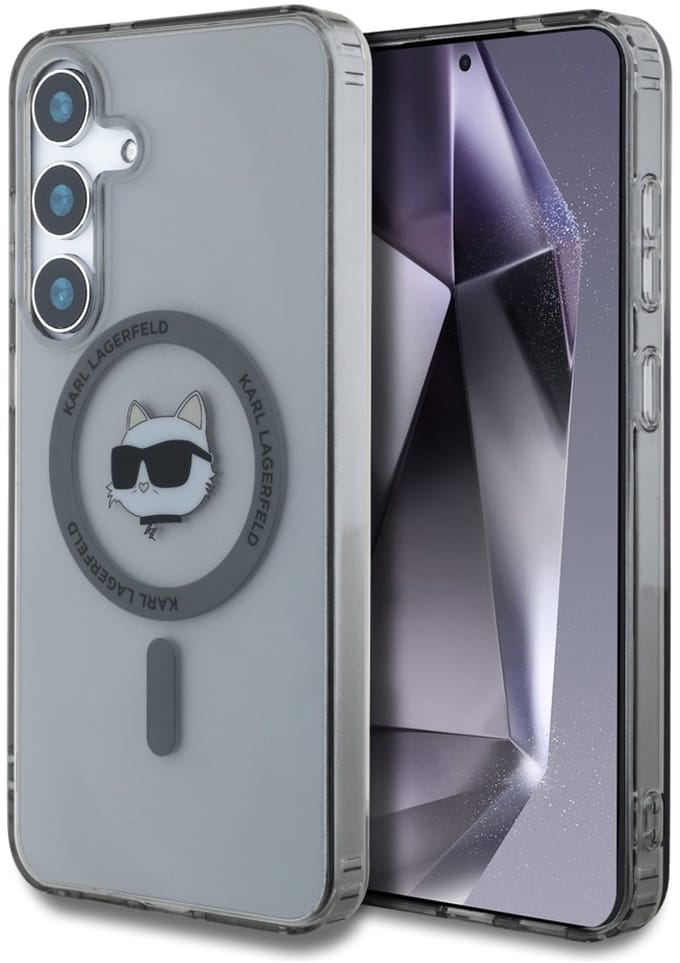 Karl Lagerfeld Button Choupette Head Printed Logo MagSafe Samsung Galaxy S25 case black