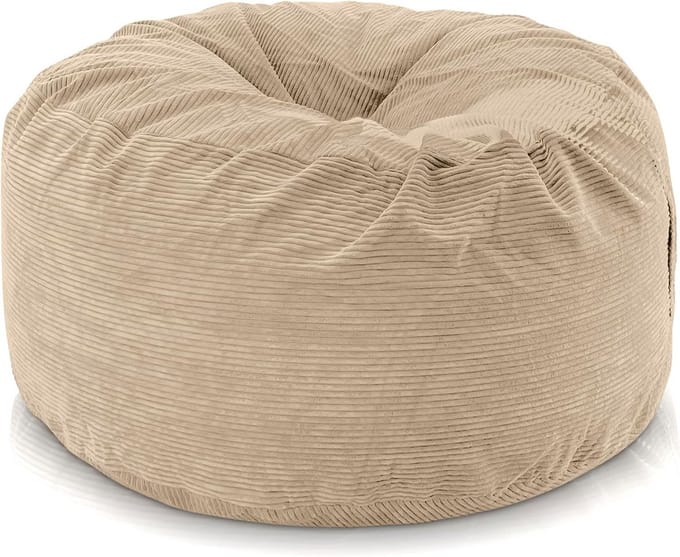 Enorme zitzak - Vloerkussen groot - Ontspannen thuis - Luxe corduroy fluweel - 150 cm diameter - Beige