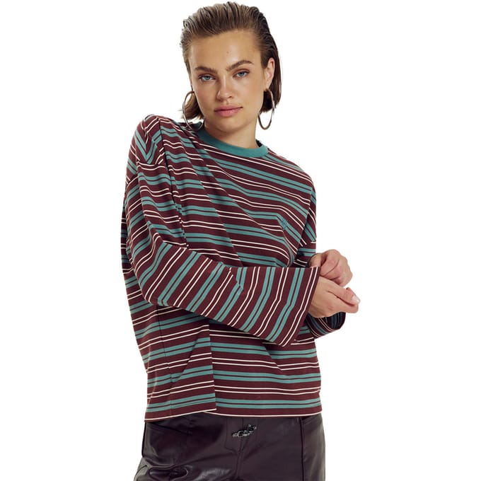 Harper & Yve T-shirt Tommy Ls Aw6p613 455 Teal Blue Stripe Dames Maat - L