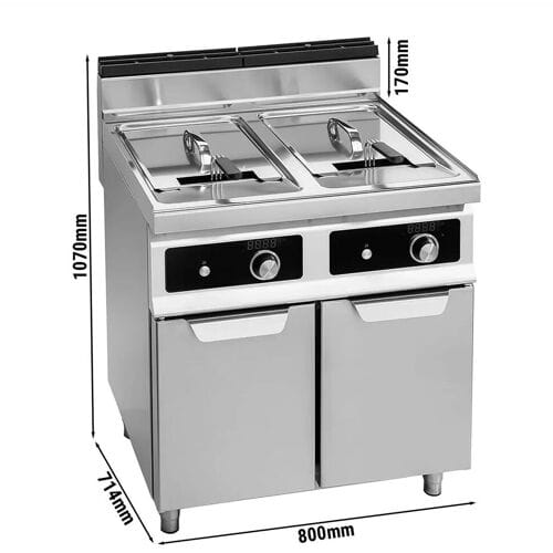 GGM Gastro Dubbele elektrische friteuse - 18+18 liter - 27 kW - Bflex Digital - met aftapkraan zilver