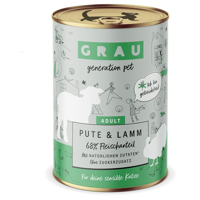 6x400g Kalkoen/Lam Smulpannetje Grau Kattenvoer Graanvrij