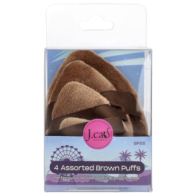 J.Cat Beauty, diverse bruine puffs, BR58, 4 stuks brown