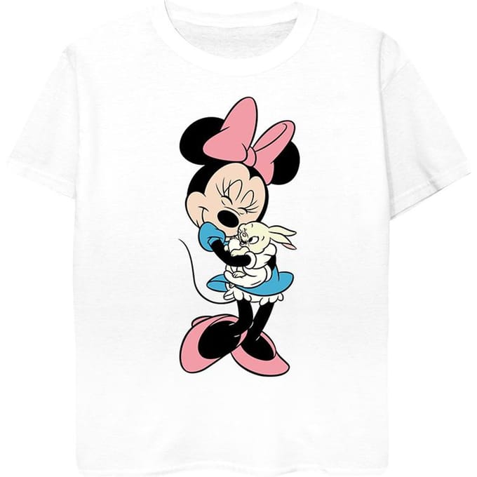 Disney Meisjes Minnie Mouse Bunny Hug Katoenen T-Shirt (Wit)