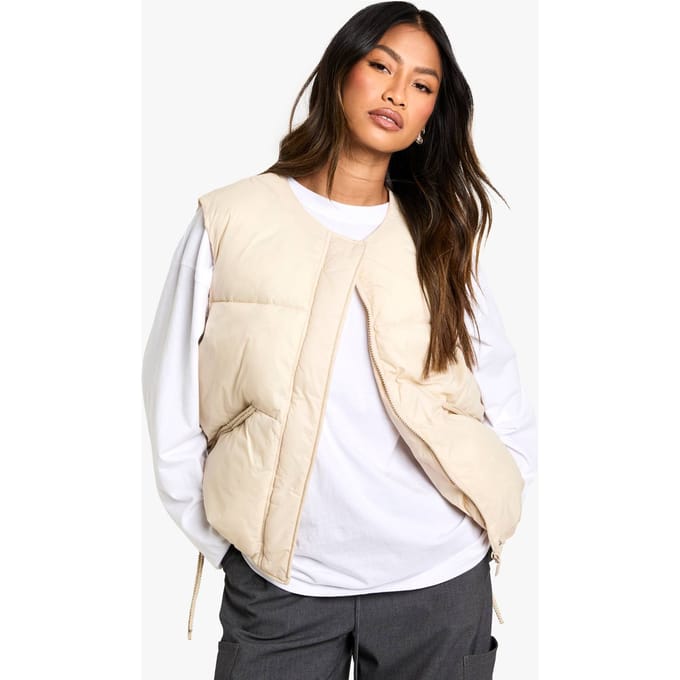 boohoo Dames Bow Detail Gilet | Stone | Maat: 8