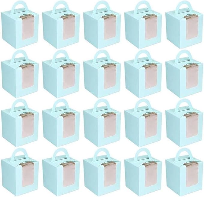 Geschenkdozen - Mini bakdozen - Cadeaus verpakken - Met venster - 20 stuks - Blauw