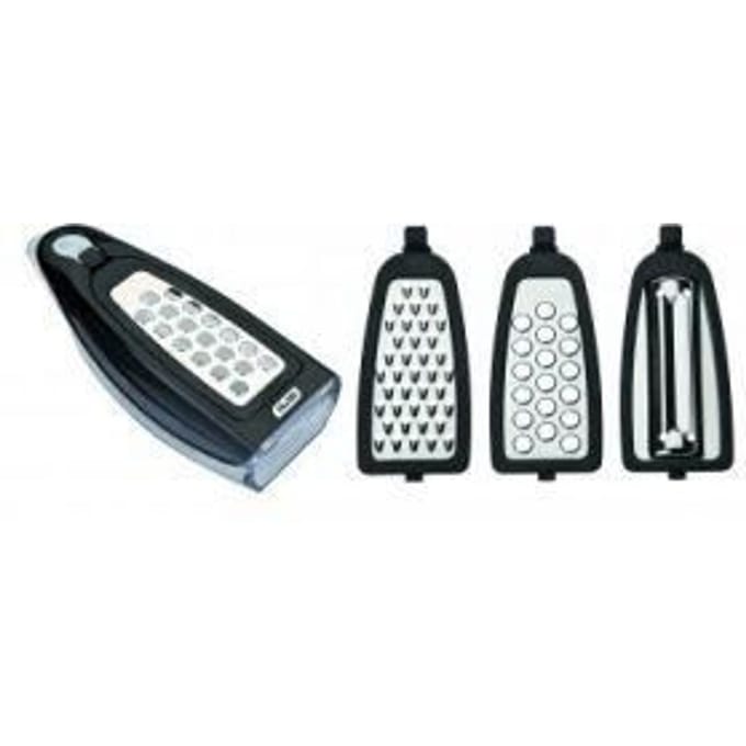 Râpe - [MARQUE] - 3 lames interchangeables - Corps plastique - Lames inox