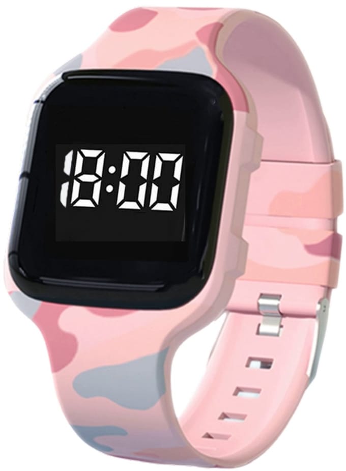 Herinneringshorloge – 15 alarmen – oplaadbaar – vierkant roze camouflage
