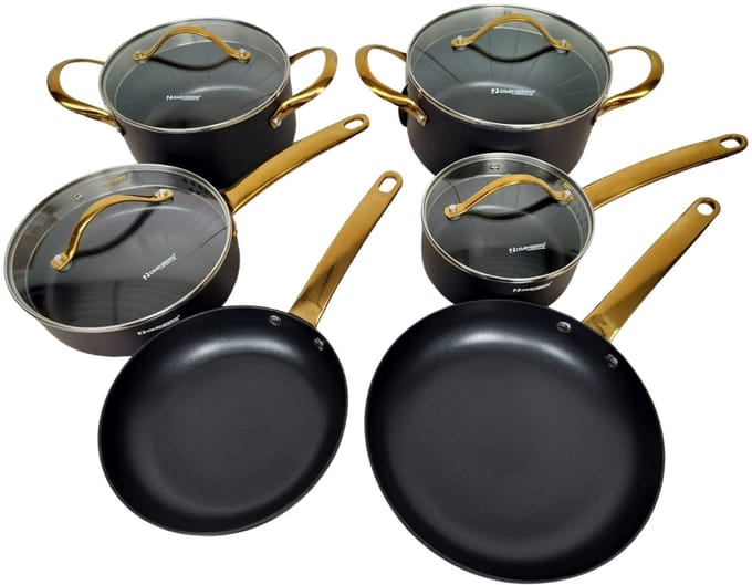 Excellence Luxe Pannenset - 10 delig - Zwart - Inductie - Met glazen deksels