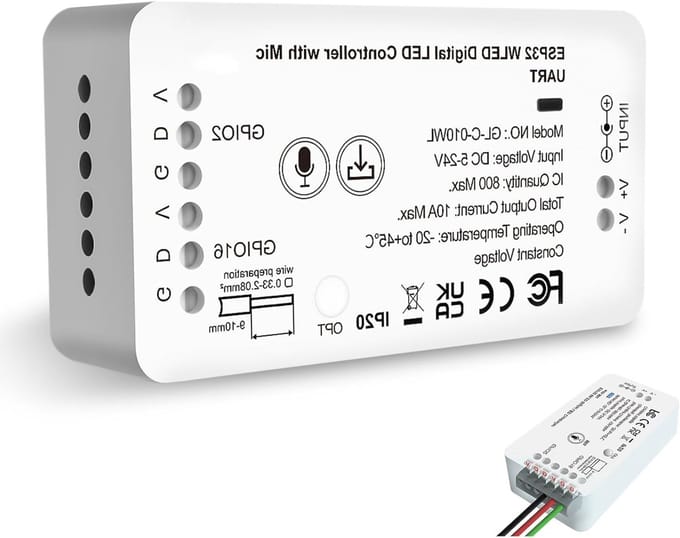 Veelzijdige WLED Controller voor Adresbare LED Strips - Ondersteunt NeoPixel, SPI en Microfoonfunctie