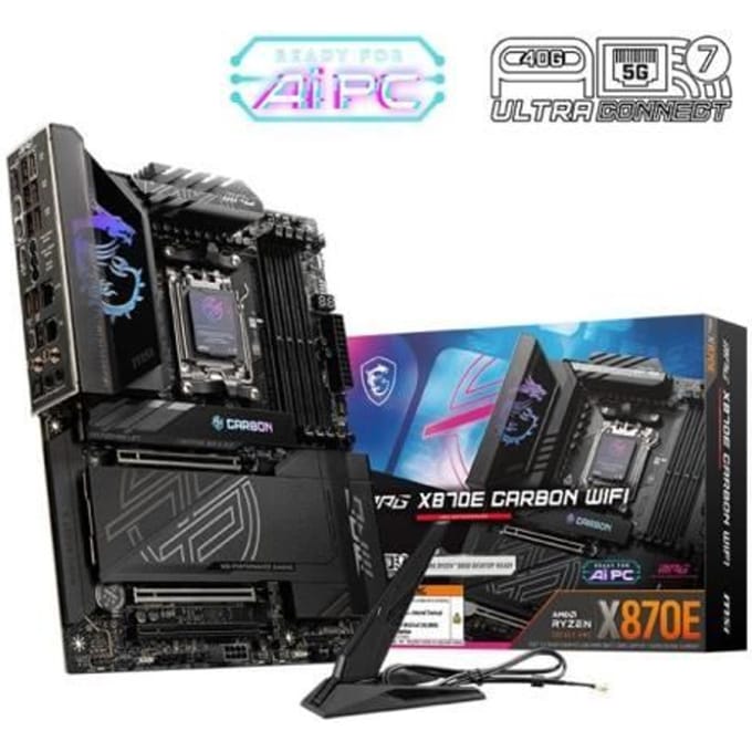 MSI MPG X870E CARBON WIFI - Moederbord - ATX - Socket AM5 - AMD X870 - DDR5 - USB 4 - Wi-Fi 7 - Realtek Audio
