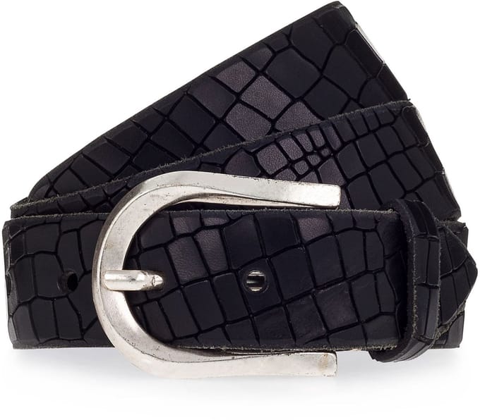 b.belt Riem Leder - Jongens - 75 cm - schwarz